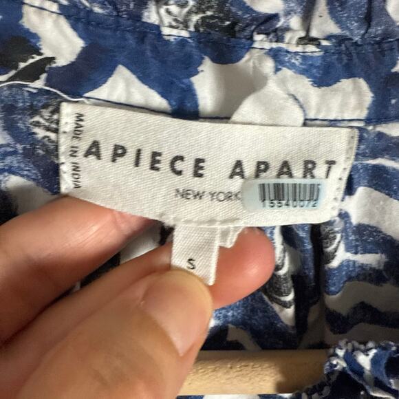 Apiece Apart Las Alturas Blue White Floral Print Puff Sleeve A-Line Mini Dress S - Picture 15 of 16